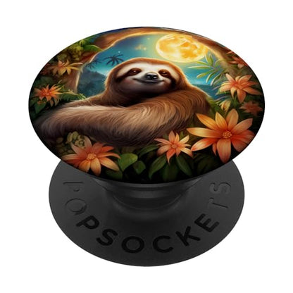 Sloth Jungle Moon PopSockets Standard PopGrip - style: Standard