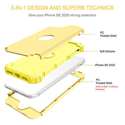 BENTOBEN for iPhone SE 2022 Case and iPhone SE 2020 Phone Case, Heavy Duty Full Body Rugged Shockproof Hybrid Hard Plastic Soft Rubber Bumper Protective Girls Women SE3/2 Cover,Light Yellow/Lemon - color: Light Yellow/Lemon