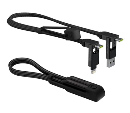 Rolling Square inCharge XL 6-in-1 Multi Charging Cable, Portable USB and USB-C Cable with 100W Ultra-Fast Charging Power, 1 Ft/0.3m, Urban Black - color: Black
