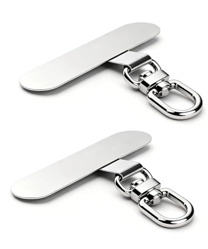 Universal Metal Phone Tether Tab, Heavy-duty Phone Lanyard Tab for Wrist&Crossbody Straps, Full-cover Phone Cases - color: Silvery