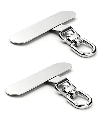 Universal Metal Phone Tether Tab, Heavy-duty Phone Lanyard Tab for Wrist&Crossbody Straps, Full-cover Phone Cases - color: Silvery