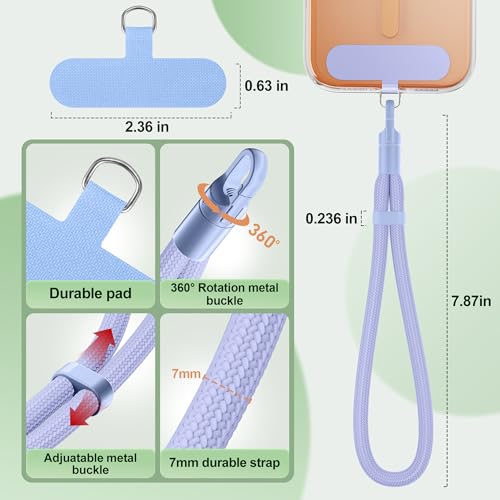 SHANSHUI Hand Wrist Strap Lanyard, 3 Pack Adjustable Cell Phone Lanyard Strap, Hand Wrist Strap Lanyard with 3x Tether Tabs for Smartphones- Lavender Light Pink Light Blue - color: Lavender Light Pink Light Blue