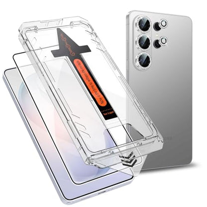 2+1 Compatible for Samsung Galaxy S26 Ultra Screen Protector Glass with Glitter Lens Camera Protector, Easy install Alignment Kit with 9H Tempered Protection for S26 Ultra Screen 6.9 Inch - size: 2 screen protector+1 lens camera protector