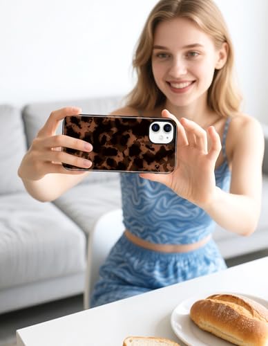 Jusy Magnetic Brown Tortoise Shell Phone Case for iPhone 16 Pro Max,Brown | Compatible with MagSafe,Cute Aesthetic Cheetah Leopard Design,TPU and PC Protective Shockproof Cover - color: Brown