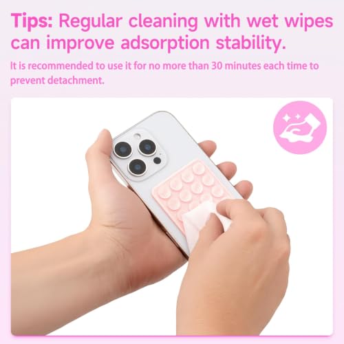 Yojaro 2 Pack Silicone Suction Phone Case Mount, Silicon Adhesive Smartphones Stand Sticky, Non Slip Suction Cup, Hands-Free Phone Accessories Holder for Selfies and Videos Pink - color: Pink