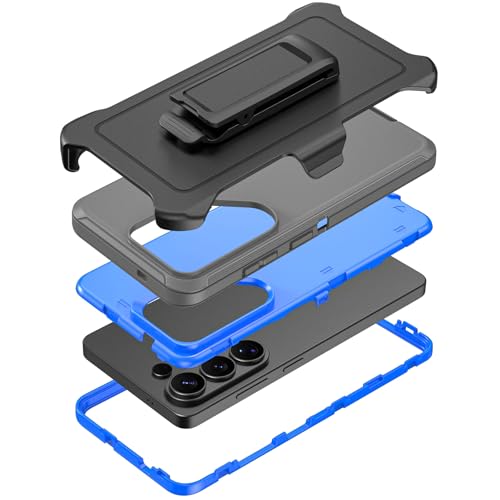 Compatible with Samsung Galaxy S26 Ultra Case, with Belt Clip Holster Heavy Duty Rugged Shockproof Full Body Protection Kickstand Cover for Samsung Galaxy S26 Ultra Phone (Grey+Blue) - color: Grey+Blue