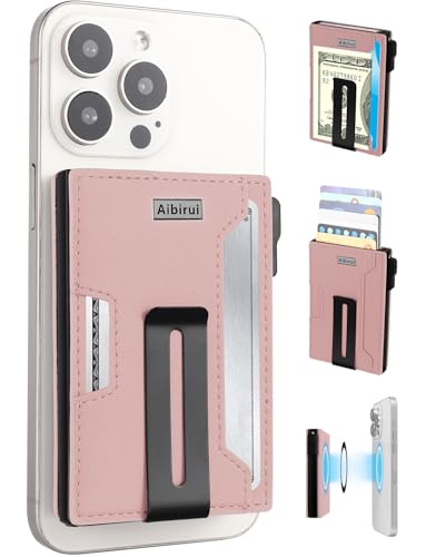 Ridge Wallets for Men,Magsafe Wallet with money clip,Pop up wallet | Magnetic Wallet for iPhone 17/16/15/14/13 Series,Phone wallet Holds 8 Cards & Bills,Ridge Wallet for Fathers day gift ideas - color: Pink-01
