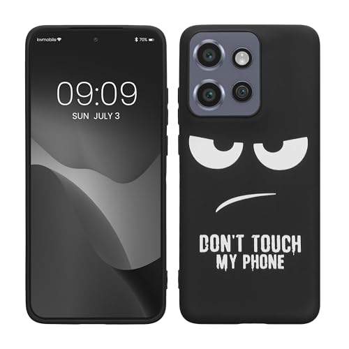 kwmobile TPU Silicone Case Compatible with Motorola Edge 60 Neo/Edge 50 Neo/ThinkPhone 25 - Case Soft Cover - Don't Touch My Phone White/Black - size: Edge 60 Neo / Edge 50 Neo / ThinkPhone 25