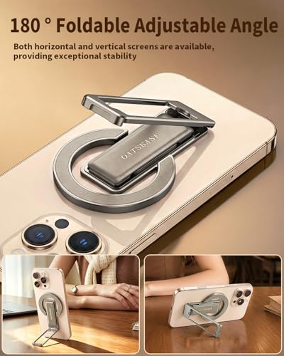 Magnetic Aluminum Phone Ring Grip Stand for iPhone 12-17 Pro Max - color: Silver