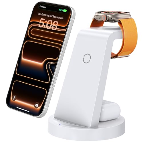 Anlmz 3 in 1 Charging Station - Wireless Charger for Apple Multiple Devices - color: White