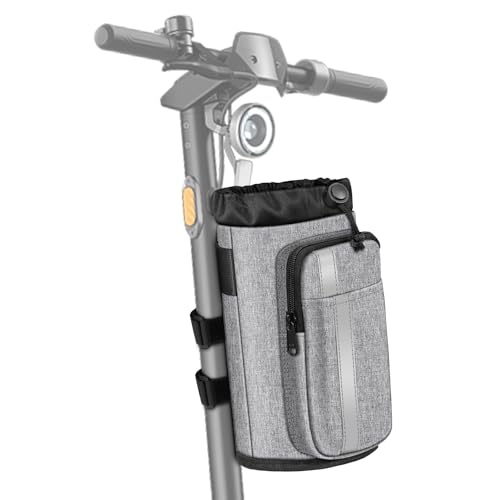FINPAC Cup Holder for Bike, Universal Water Bottle Holder w/Phone Pockets - color: Gray
