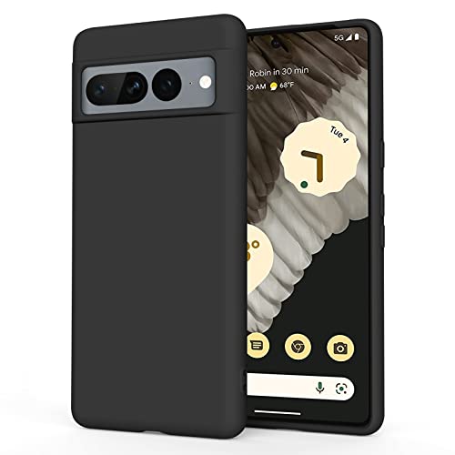 Silicone Phone Case Compatible with Google Pixel 7 Pro, Soft Protective Smart Phone Case for Women Men, Durable Anti-Scratch Shockproof Phone Cover Black