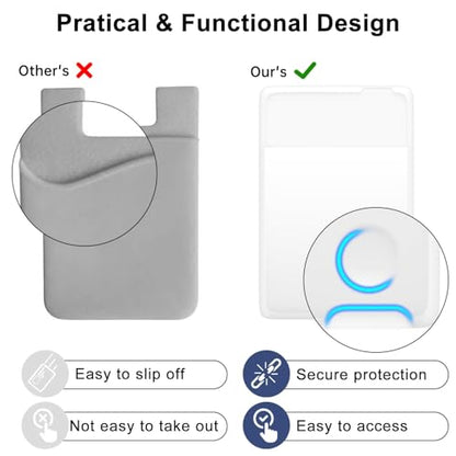 oakxco Phone Wallet Stick On, Secure Phone Card Holder Silicone, Adhesive Pocket Sleeve ID Credit Card, Slim Thin Card Case for Men Women Cute, Compatible with Apple iPhone Samsung Pixel, Clear - color: Clear