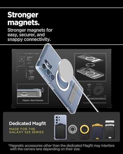 Spigen for Galaxy S25 Ultra Case, Ultra Hybrid S MagFit [Kickstand] [Compatible with MagSafe] [Fast Wireless Charging] (2025) - Clear White - size: Galaxy S25 Ultra