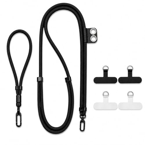 2 Pack Phone Lanyard and Wrist Strap Set, Adjustable Crossbody Neck Strap & Secure Phone Wrist Strap with 4 Pcs Tether Tabs, Adjustable Nylon Cell Phone Strap for iPhone & Samsung, Universal Fit