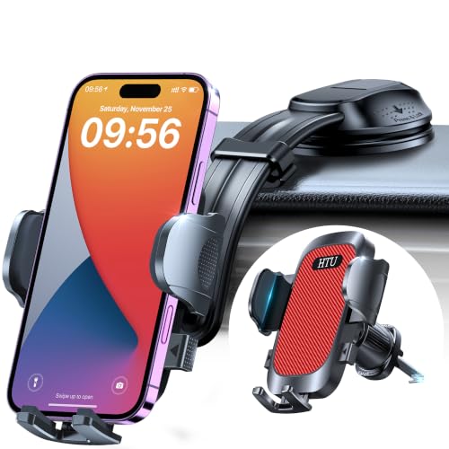 HTU Upgraded Strongest Suction No Block View Bendable Arm Car Phone Holder (Light Red) - color: Light Red