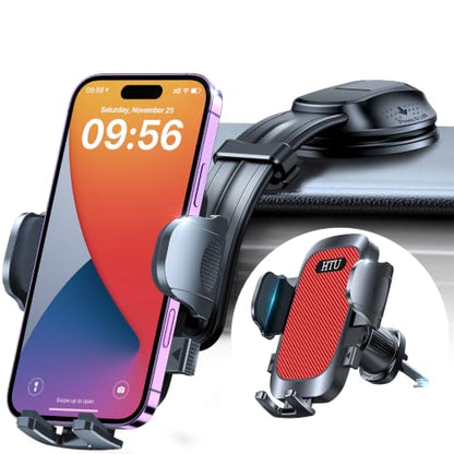 HTU Upgraded Strongest Suction No Block View Bendable Arm Car Phone Holder (Light Red) - color: Light Red