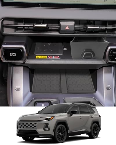 (2Pack) 2026 RAV4 Charging Tray Drawer Organizer for 2026 RAV4 Dual Wireless Charging Mat Silicone Non-Slip Protective Pad Under Screen Storage Box Compatible with 6th Gen 2026 Toyota RAV4 Accessories - size: 2) RAV4 2026 Set (2 Piece)