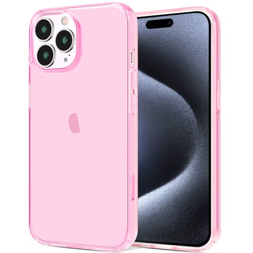 JJGoo Compatible with iPhone 15 Pro Case Clear, Soft Clear Fiexible TPU Phone Cases, Shockproof Transparent Bumper Cover Slim Thin Phone Case, Translucent Pink - color: Pink