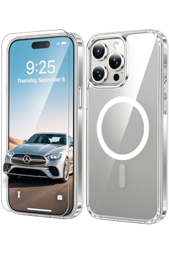 C&M Design for iPhone 16 Pro Clear Case: 16 Pro Phone Clear Case Magnetic Military Grade Drop Protection Anti Yellowing Cell Phone Cover - Rugged Shockproof Protective Bumper Transparent Cases(Clear)