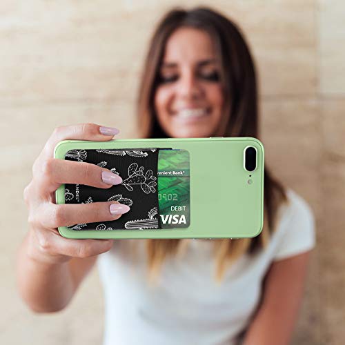 VANDEL Stick-On Fabric Phone Wallet for Women, Cute Credit Card Holder | Stylish Credit Card Holder for Phone Case, Stick On Back of Phone Fabric Sleeve for iPhone Pocket - color: Cactus Print