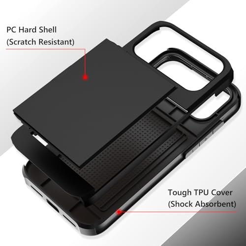 Wallet Case for iPhone 17 Pro Max with 2 Card Holder Credit Slot - color: Black, size: iPhone 17 Pro Max