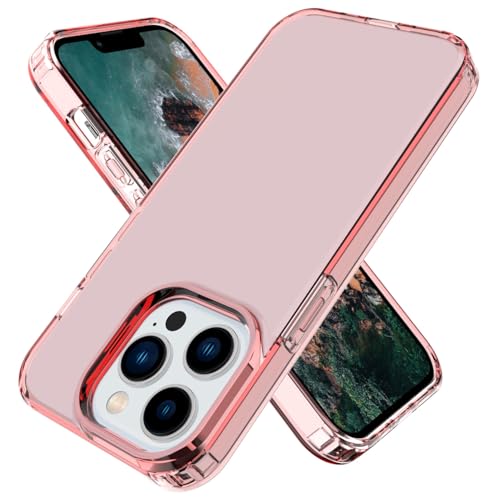 Phone Case for iPhone 14 Pro Clear, [Crystal Clear][Non-Yellowing] Slim Shockproof Reinforced Drop Protective Flexible TPU Back Cover Phone Case for iPhone 14 Pro Protective Case(Pink) - color: Pink