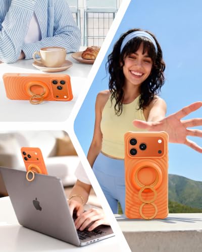 SYNCWIRE Magnetic Phone Ring Holder, for MagSafe Phone Grip Stand Kickstand - color: Cosmic Orange