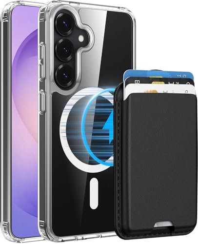 Magnetic for Samsung Galaxy S26 Plus Wallet Case with Card Holder﻿ | Compatible with MagSafe, Shockproof Phone Cover with Detachable RFID Blocking Card Slot, Clear & Black - color: Clear with Black, size: S26 Plus 6.7"