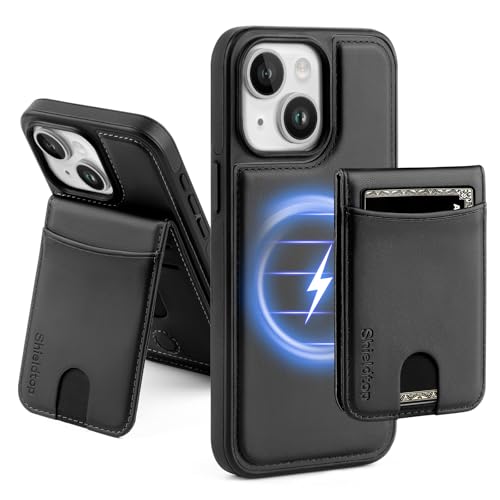 Shieldtop Compatible with MagSafe iPhone 14 Wallet Case,Black | 2 in 1 Detachable Magnetic,Credit Card Holder Slots,RFID Blocking,PU Leather,Kickstand,Flip Folio Phone Cover for Men & Women - color: Black, size: iPhone 14 6.1"