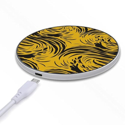 Mustard Yellow and Black Wireless Charger 10W Fast Charging Pad Anti-Slip Qi Certified Wireless Charging Pad Charging Station Portable Phone Charger for All Wireless Charging Smartphone