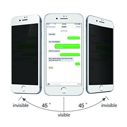 TECHO Privacy Screen Protector for iPhone 8 7 6s 6, Anti Spy 9H Tempered Glass, Edge to Edge Full Cover Screen Protector [Anti-Fingerprint] [Bubble Free] [Full Coverage] (White) - color: White