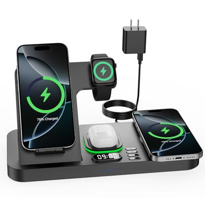 Dual Phone Foldable Wireless Charging Station for Apple, Couple&Family Use - color: Black