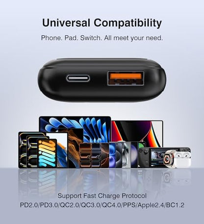 [2-Pack] Ultra Slim Flat USB Wall Charger 50W Dual Port USB C Charger Block - color: Black