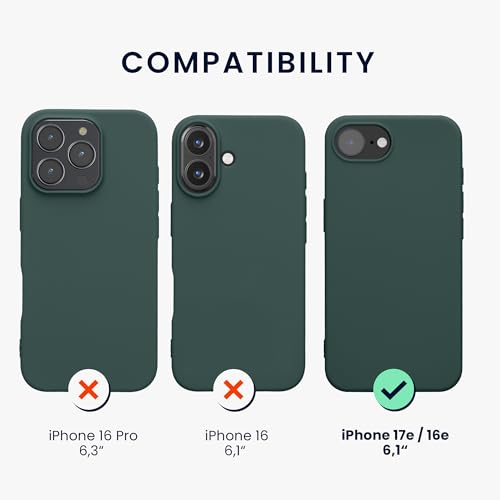 kwmobile Case Compatible with Apple iPhone 17e / iPhone 16e Case - Soft Slim Protective TPU Silicone Cover - Blue Green - color: blue green