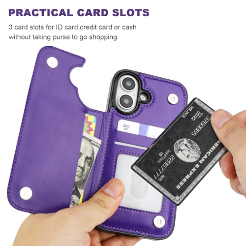 ONETOP for iPhone 16 Wallet Case with Credit Card Holder,Purple - color: Purple