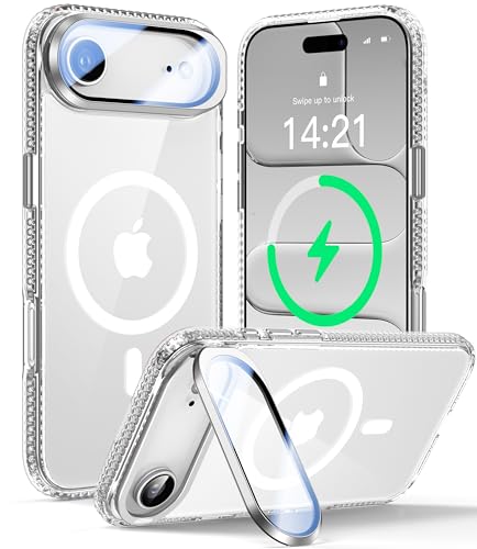 VOFATA [Upgraded Full Camera Protection] for iPhone Air Case with Camera Cover Stand [Fit for MagSafe][10FT Mil-Grade Protection] Transparent Magnetic Phone Cover for iPhone 17 Air Case, Clear - color: Clear, size: for iPhone Air 6.5"