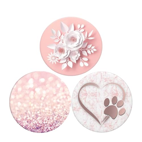 Collapsible Phone Bracket 360°Rotary Grips for Phones & Tablets(3 Pack) - White Rose Gold Geometric Pink Marble