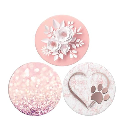 Collapsible Phone Bracket 360°Rotary Grips for Phones & Tablets(3 Pack) - White Rose Gold Geometric Pink Marble
