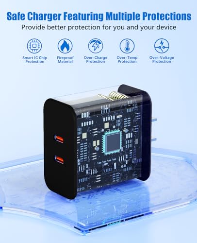 2 Pack 40W Fast Charger for iPhone 17 16 15 Pro Max Charger Fast Charging - color: Black, size: 2pack-(6+6+6+6)ft