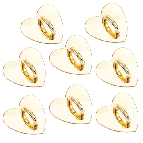8 Pcs Cell Phone Finger Ring, Metal Phone Charm Rings Cute Cell Phones Accessories Finger Grip Sticky Metal Loop Stand for Cellphone Case Pad Tablet DIY Cellphone Case Supplies (Gold) - color: Gold