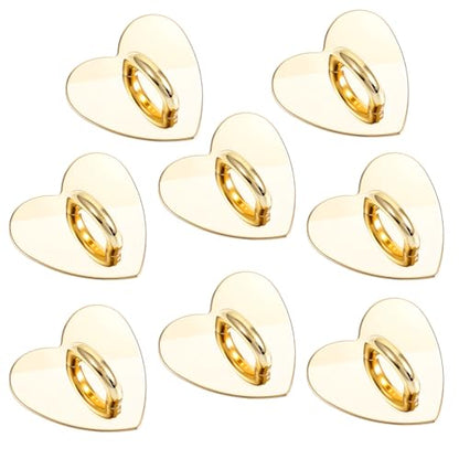 8 Pcs Cell Phone Finger Ring, Metal Phone Charm Rings Cute Cell Phones Accessories Finger Grip Sticky Metal Loop Stand for Cellphone Case Pad Tablet DIY Cellphone Case Supplies (Gold) - color: Gold