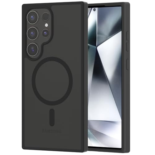 for Samsung Galaxy S24 Ultra Case Magnetic, [Compatible with Magsafe] 6.8 Inches Slim Fit Heavy Duty Protection Wireless Charging TPU and PC Shockproof Anti-Slip Protective Phone Cover, Black - color: Black Magnetic