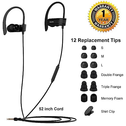 Joysico Wired Over Ear Earbuds Headphones with Mic and Volume Control Black