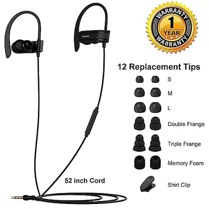 Joysico Wired Over Ear Earbuds Headphones with Mic and Volume Control Black