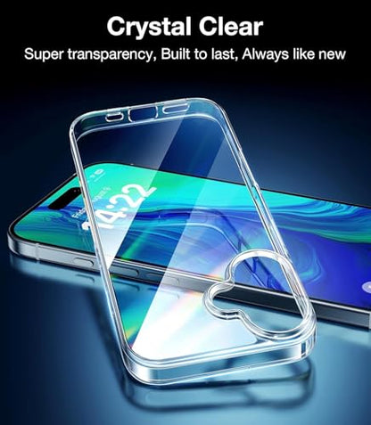 for iPhone 16 Case, [Not Yellowing] [Ultra Slim] Lightweight & Thin, Shockproof Protective, Screen & Camera Protection - Crystal Clear