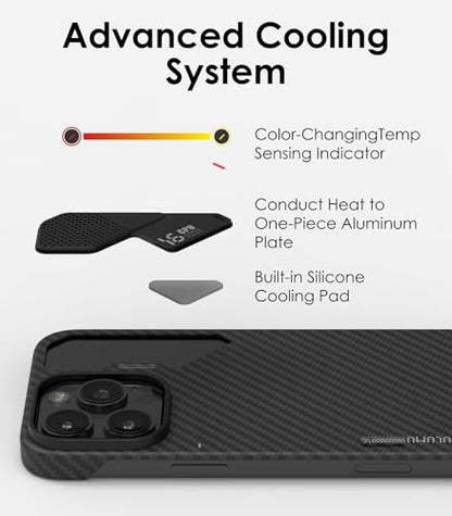 Aulumu A16 Aramid Fiber iPhone 16 Pro Max Case | 1500D Ultra Slim Woven | Real Cooling | Compatible with MagSafe - size: iPhone 16 Pro Max
