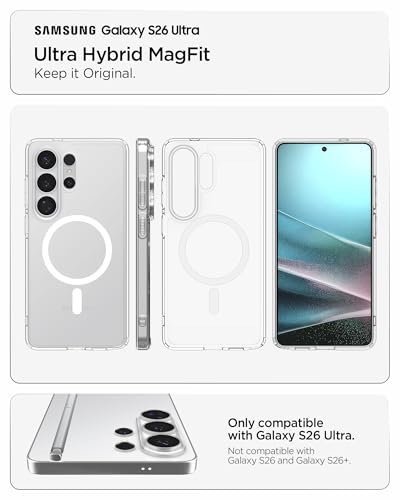 Spigen for Galaxy S26 Ultra Case, Ultra Hybrid MagFit [Anti-Yellowing] [Compatible with MagSafe] [Fast Wireless Charging] - Clear White - color: Clear White, size: Galaxy S26 Ultra