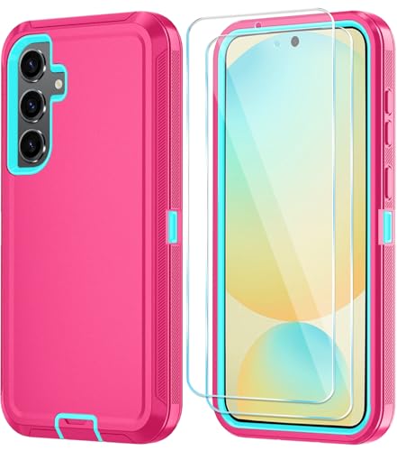 Qinmay Phone Case for Samsung Galaxy A37 5G Case with HD Screen Protector, Heavy Duty Shockproof & Dropproof 3-Layer Cover Phone Case for Galaxy A37,PinkSkyBlue - color: PinkSkyBlue