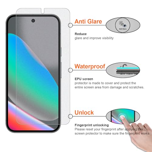 2 Pack for Google Pixel 10 Anti-Glare Matte TPU Screen Protector, Smooth and Responsive Touch Screen Protector Film for Gamming, [Support Fingerprint Unlock] [Self-Healing] [Not Glass] - size: pixel 10 privacy screen protector